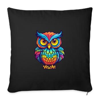 Owl Colorful Watercolor Cartoon Kawaii Animal - Sofa pillowcase 17,3'' x 17,3'' (45 x 45 cm) - black - Front