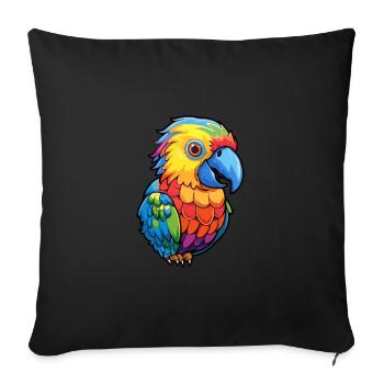 Parrot Colorful Watercolor Cartoon Kawaii Animal - Sofa pillowcase 17,3'' x 17,3'' (45 x 45 cm) - black - Front