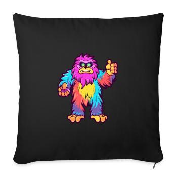 Bigfoot Buntes Aquarell Cartoon Kawaii Tier - Sofakissenbezug 45 x 45 cm - Schwarz - Vorne