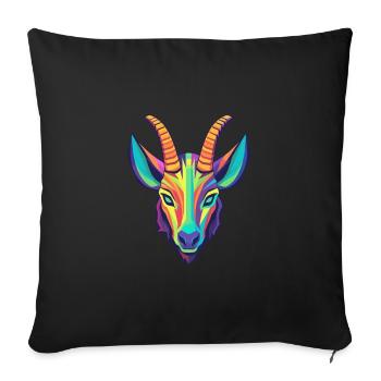 Oryx coloré aquarelle dessin animé Kawaii Animal - Housse de coussin décorative 45 x 45 cm - noir - Devant