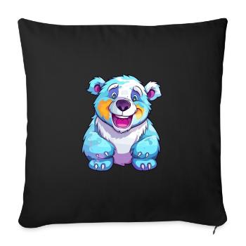 Ours Polaire Aquarelle Colorée Dessin Animé Kawaii Anim - Housse de coussin décorative 45 x 45 cm - noir - Devant