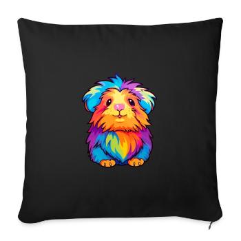 Cochon d’Inde Aquarelle Colorée Dessin Animé Kawaii Anim - Housse de coussin décorative 45 x 45 cm - noir - Devant