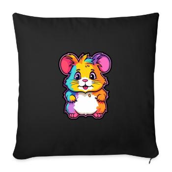 Hamster Colorful Watercolor Cartoon Kawaii Animal - Sofa pillowcase 17,3'' x 17,3'' (45 x 45 cm) - black - Front