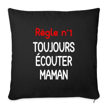 Zitat Mama immer zuhören - Sofakissenbezug 45 x 45 cm - Schwarz - Vorne