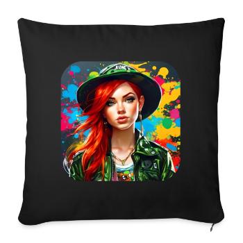 Cool irish redhead girl - Sofa pillowcase 17,3'' x 17,3'' (45 x 45 cm) - black - Front