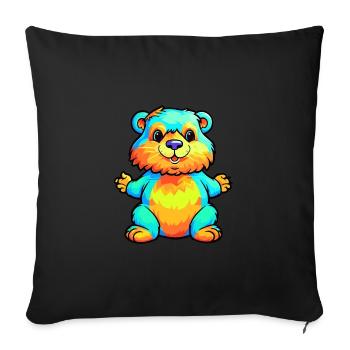 Beaver Colorful Watercolor Cartoon Kawaii Animal - Sofa pillowcase 17,3'' x 17,3'' (45 x 45 cm) - black - Front