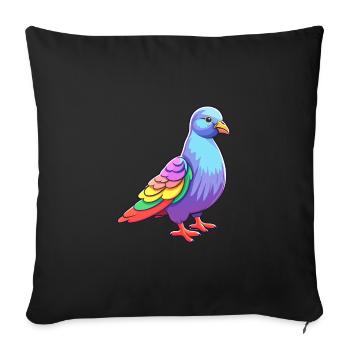 Pigeon Colorful Watercolor Cartoon Kawaii Animal - Sofa pillowcase 17,3'' x 17,3'' (45 x 45 cm) - black - Front