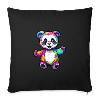 Panda Colorful Watercolor Cartoon Kawaii Animal - Sofa pillowcase 17,3'' x 17,3'' (45 x 45 cm) - black - Front