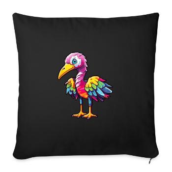 Crane Colorful Watercolor Cartoon Kawaii Animal - Sofa pillowcase 17,3'' x 17,3'' (45 x 45 cm) - black - Front
