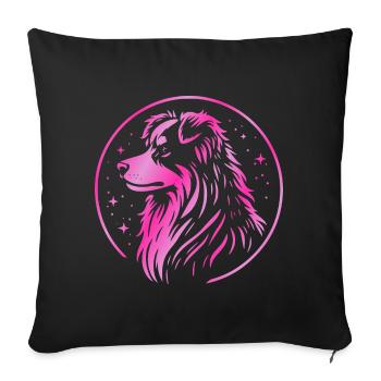Chien de rêve Aussie rose - Housse de coussin décorative 45 x 45 cm - noir - Devant