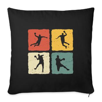Joueur de handball T-shirt rétro Handball - Housse de coussin décorative 45 x 45 cm - noir - Devant