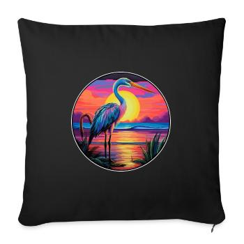 Avocet Colorful Watercolor Cartoon Kawaii Animal - Sofa pillowcase 17,3'' x 17,3'' (45 x 45 cm) - black - Front