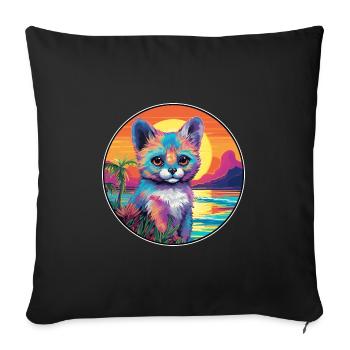 Aye Aye Bunte Aquarell-Karikatur Kawaii-Tier - Sofakissenbezug 45 x 45 cm - Schwarz - Vorne