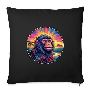 Baboon Colorful Watercolor Cartoon Kawaii Animal - Sofa pillowcase 17,3'' x 17,3'' (45 x 45 cm) - black - Front