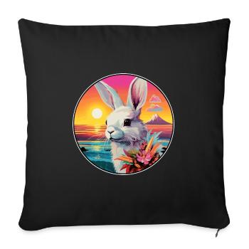 Hase buntes Aquarell Cartoon Kawaii Tier - Sofakissenbezug 45 x 45 cm - Schwarz - Vorne