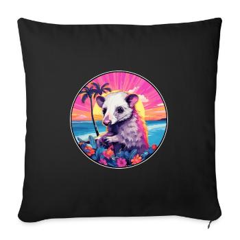 Opossum buntes Aquarell Cartoon Kawaii Tier - Sofakissenbezug 45 x 45 cm - Schwarz - Vorne