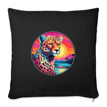Cheetah Colorful Watercolor Cartoon Kawaii Animal - Sofa pillowcase 17,3'' x 17,3'' (45 x 45 cm) - black - Front