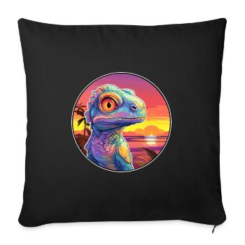 Chameleon Colorful Watercolor Cartoon Kawaii Pet - Sofa pillowcase 17,3'' x 17,3'' (45 x 45 cm) - black - Front