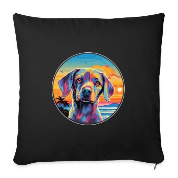 Dog Colorful Watercolor Cartoon Kawaii Animal - Sofa pillowcase 17,3'' x 17,3'' (45 x 45 cm) - black - Front