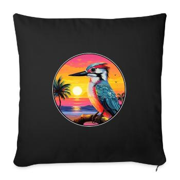 Pic Aquarelle Colorée Dessin Animé Kawaii Pet - Housse de coussin décorative 45 x 45 cm - noir - Devant