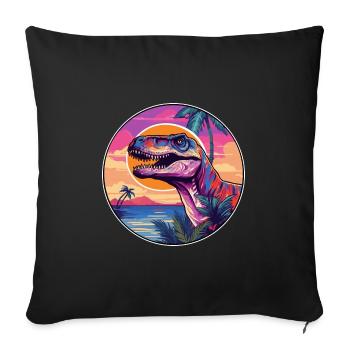 Dinosaur Colorful Watercolor Cartoon Kawaii Animal - Sofa pillowcase 17,3'' x 17,3'' (45 x 45 cm) - black - Front