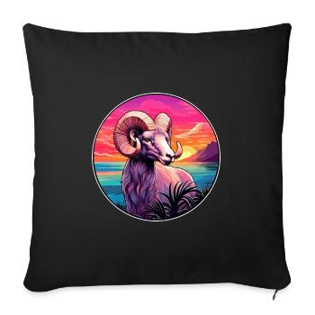 Ram Colorful Watercolor Cartoon Kawaii Animal - Sofa pillowcase 17,3'' x 17,3'' (45 x 45 cm) - black - Front