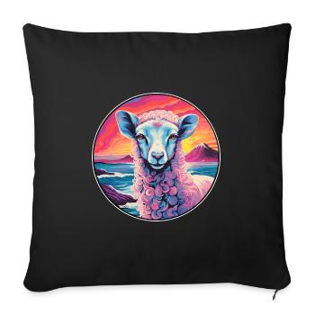 Sheep Colorful Watercolor Cartoon Kawaii Animal - Sofa pillowcase 17,3'' x 17,3'' (45 x 45 cm) - black - Front
