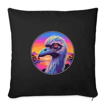 Emu Colorful Watercolor Cartoon Kawaii Animal - Sofa pillowcase 17,3'' x 17,3'' (45 x 45 cm) - black - Front