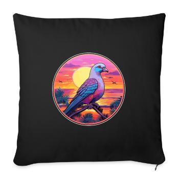 Pigeon Colorful Watercolor Cartoon Kawaii Animal - Sofa pillowcase 17,3'' x 17,3'' (45 x 45 cm) - black - Front