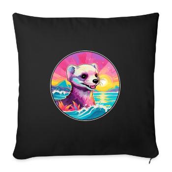 Ferret Colorful Watercolor Cartoon Kawaii Animal - Sofa pillowcase 17,3'' x 17,3'' (45 x 45 cm) - black - Front