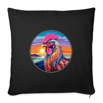 Rooster Colorful Watercolor Cartoon Kawaii Animal - Sofa pillowcase 17,3'' x 17,3'' (45 x 45 cm) - black - Front