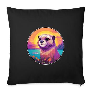 Gopher Buntes Aquarell Cartoon Kawaii Tier - Sofakissenbezug 45 x 45 cm - Schwarz - Vorne