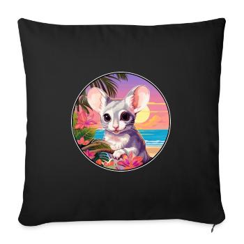 mouse Colorful Watercolor Cartoon Kawaii Animal - Sofa pillowcase 17,3'' x 17,3'' (45 x 45 cm) - black - Front