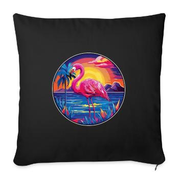 Flamingo Colorful Watercolor Cartoon Kawaii Animal - Sofa pillowcase 17,3'' x 17,3'' (45 x 45 cm) - black - Front