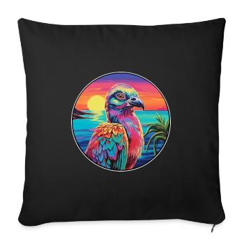 perdrix coloré aquarelle dessin animé Kawaii animal de compagnie - Housse de coussin décorative 45 x 45 cm - noir - Devant
