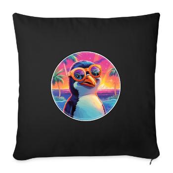 Penguin Colorful Watercolor Cartoon Kawaii Animal - Sofa pillowcase 17,3'' x 17,3'' (45 x 45 cm) - black - Front