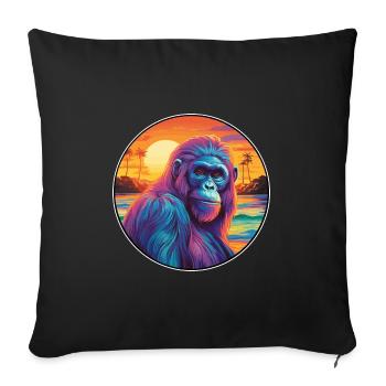 Orangutan Colorful Watercolor Cartoon Kawaii Pet - Sofa pillowcase 17,3'' x 17,3'' (45 x 45 cm) - black - Front