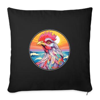 Hen Colorful Watercolor Cartoon Kawaii Animal - Sofa pillowcase 17,3'' x 17,3'' (45 x 45 cm) - black - Front