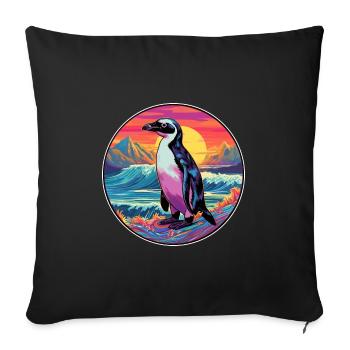 Penguin Colorful Watercolor Cartoon Kawaii Animal - Sofa pillowcase 17,3'' x 17,3'' (45 x 45 cm) - black - Front