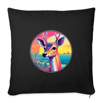 Impala Buntes Aquarell Cartoon Kawaii Tier - Sofakissenbezug 45 x 45 cm - Schwarz - Vorne