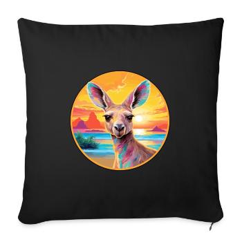 Kangaroo Colorful Watercolor Cartoon Kawaii Animal - Sofa pillowcase 17,3'' x 17,3'' (45 x 45 cm) - black - Front