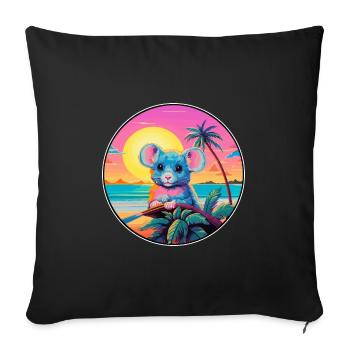 Mouse Colorful Watercolor Cartoon Kawaii Animal - Sofa pillowcase 17,3'' x 17,3'' (45 x 45 cm) - black - Front