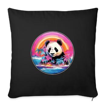 Panda Colorful Watercolor Cartoon Kawaii Animal - Sofa pillowcase 17,3'' x 17,3'' (45 x 45 cm) - black - Front