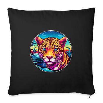 Jaguar Colorful Watercolor Cartoon Kawaii Animal - Sofa pillowcase 17,3'' x 17,3'' (45 x 45 cm) - black - Front