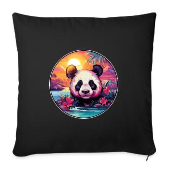 Panda Colorful Watercolor Cartoon Kawaii Animal - Sofa pillowcase 17,3'' x 17,3'' (45 x 45 cm) - black - Front