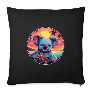 Koala Buntes Aquarell Cartoon Kawaii Tier - Sofakissenbezug 45 x 45 cm - Schwarz - Vorne