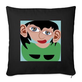 Dunkelhaarige Frau - Sofakissenbezug 45 x 45 cm - Schwarz - Vorne