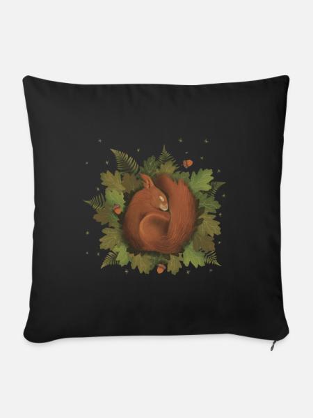 schlafendes Eichhörnchen - Sofakissenbezug 45 x 45 cm - Schwarz
