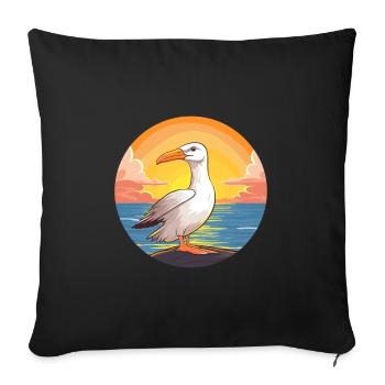Albatross Colorful Watercolor Cartoon Kawaii Pet - Sofa pillowcase 17,3'' x 17,3'' (45 x 45 cm) - black - Front