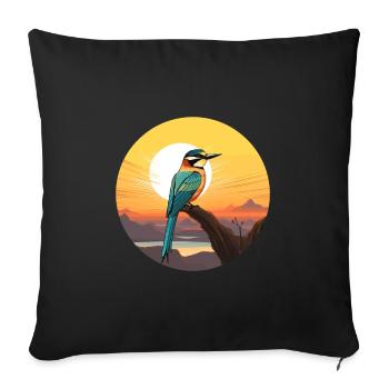 Bee Eater Colorful Watercolor Cartoon Kawaii Pet - Sofa pillowcase 17,3'' x 17,3'' (45 x 45 cm) - black - Front